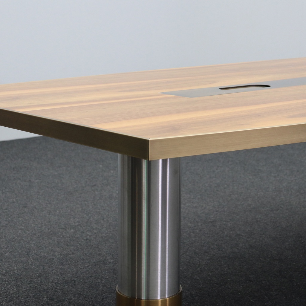 Konferenztisch Bootsförmig Nussbaum mit Wilkhahn Stühlen