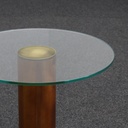 Glas Salontisch mit Nussbaum Fuss