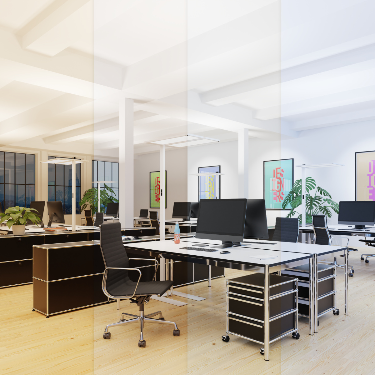 LED Stehleuchte Regent Lightpad Doppelkopf Tunable Office mit U-Form Fuss