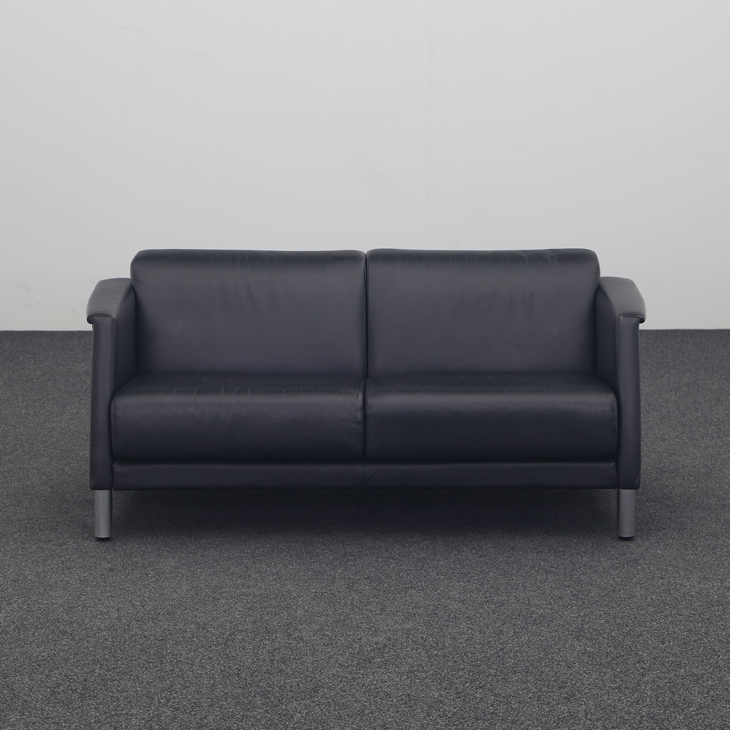 Leder Loungesofa Schwarz
