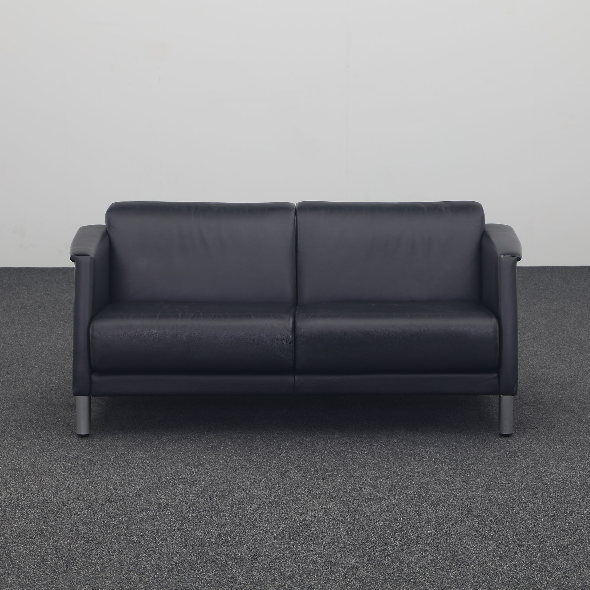 Leder Loungesofa Schwarz