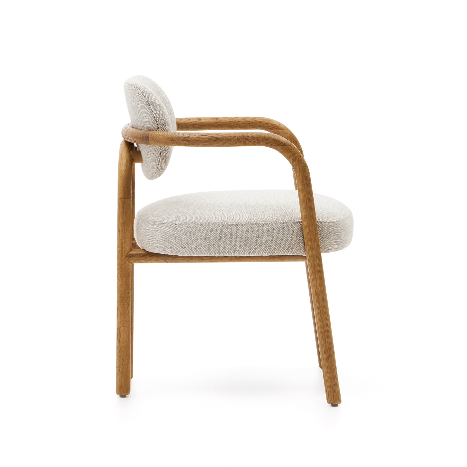 Melqui beige chair in solid oak wood a natural finish
