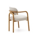 Melqui beige chair in solid oak wood a natural finish