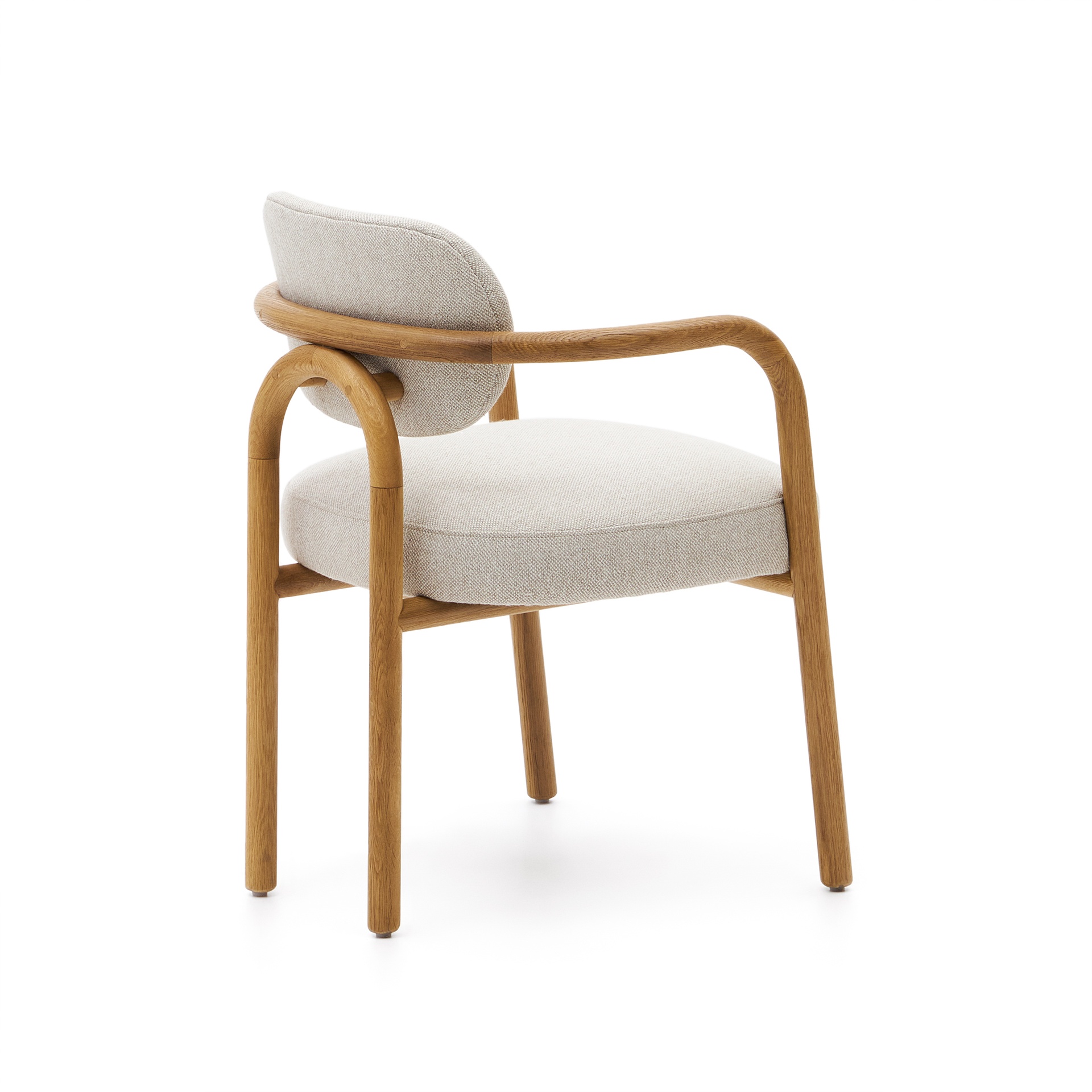 Melqui beige chair in solid oak wood a natural finish