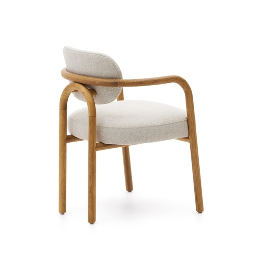 Melqui beige chair in solid oak wood a natural finish