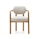 Melqui beige chair in solid oak wood a natural finish