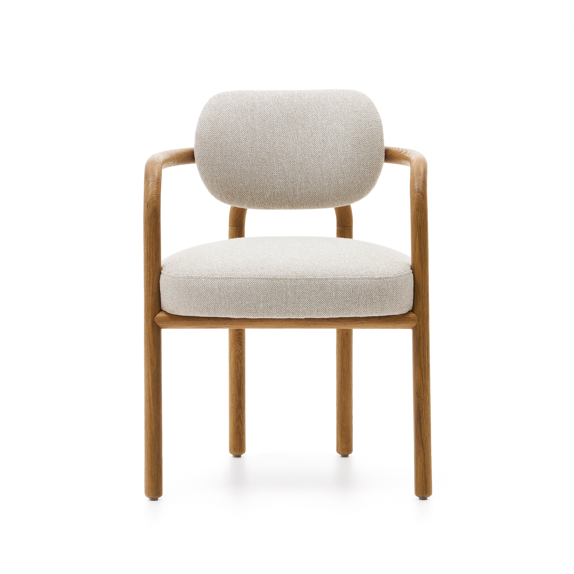 Melqui beige chair in solid oak wood a natural finish