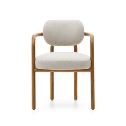 Melqui beige chair in solid oak wood a natural finish