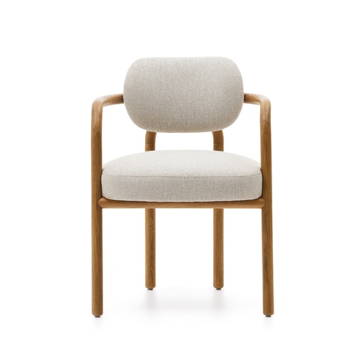 Melqui beige chair in solid oak wood a natural finish