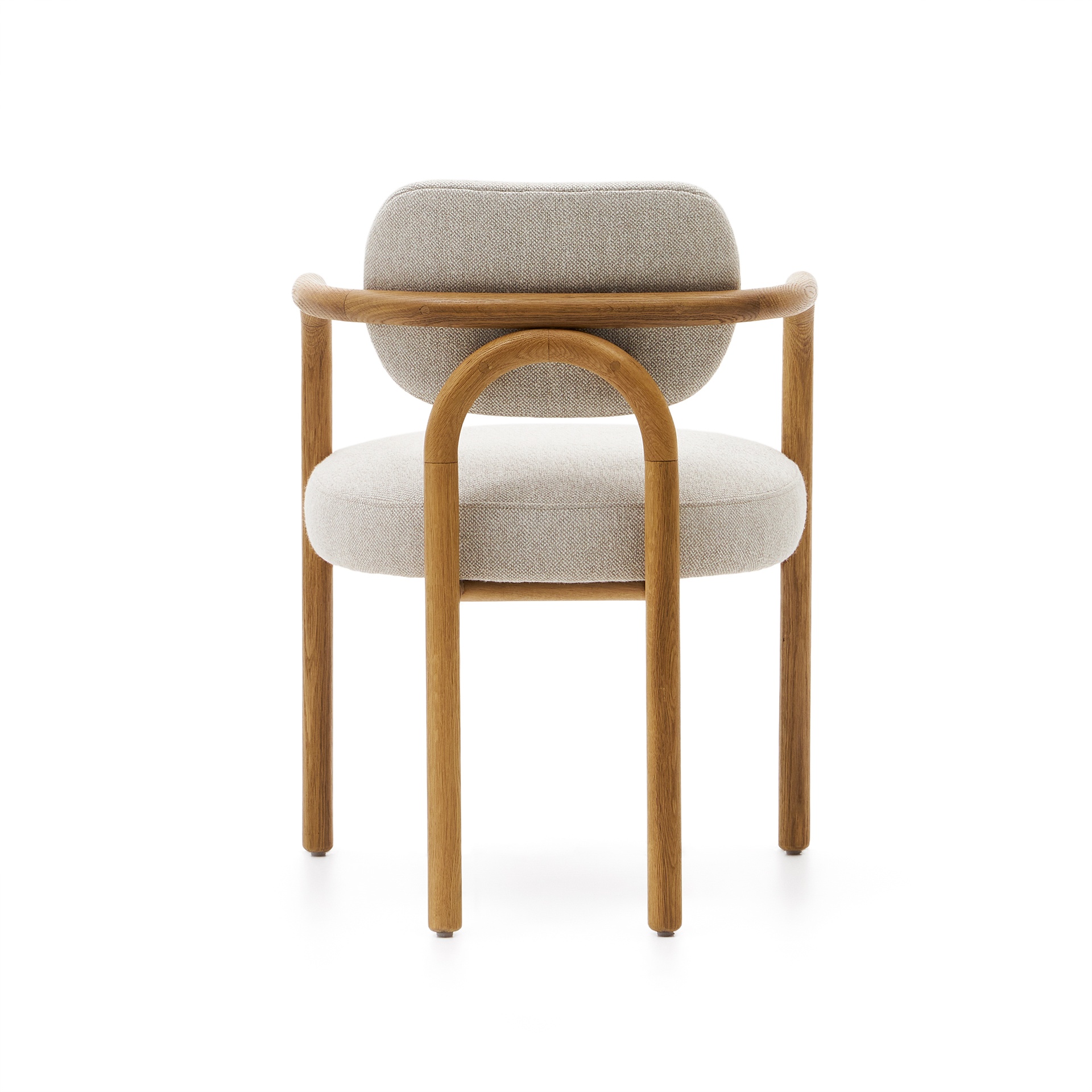 Melqui beige chair in solid oak wood a natural finish