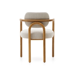 Melqui beige chair in solid oak wood a natural finish
