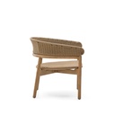 Arinella armchair in FSC 100% solid acacia wood with natural finish and beige rope cord