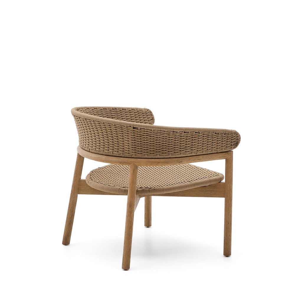 Arinella armchair in FSC 100% solid acacia wood with natural finish and beige rope cord