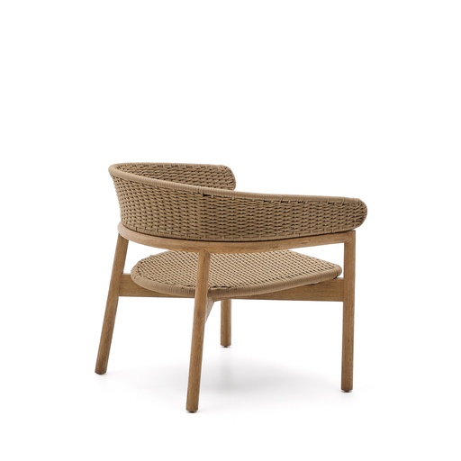 Arinella armchair in FSC 100% solid acacia wood with natural finish and beige rope cord