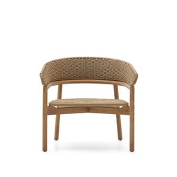 Arinella armchair in FSC 100% solid acacia wood with natural finish and beige rope cord