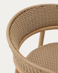 Arinella armchair in FSC 100% solid acacia wood with natural finish and beige rope cord