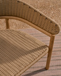 Arinella 3-seater sofa in FSC 100% solid acacia wood with natural finish and beige rope cord 167 cm