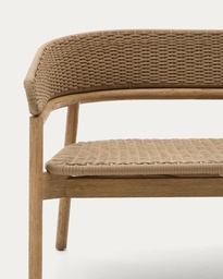 Arinella 3-seater sofa in FSC 100% solid acacia wood with natural finish and beige rope cord 167 cm