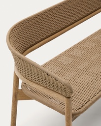Arinella 3-seater sofa in FSC 100% solid acacia wood with natural finish and beige rope cord 167 cm