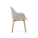 Aleli beige chenille chair with solid ash wood legs and natural finish