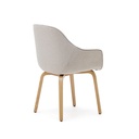 Aleli beige chenille chair with solid ash wood legs and natural finish