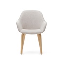 Aleli beige chenille chair with solid ash wood legs and natural finish