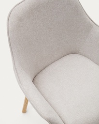 Aleli beige chenille chair with solid ash wood legs and natural finish
