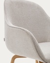 Aleli beige chenille chair with solid ash wood legs and natural finish