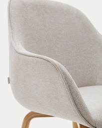 Aleli beige chenille chair with solid ash wood legs and natural finish