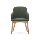 Nelida chair in green chenille and solid beech wood in a natural finish FSC 100%