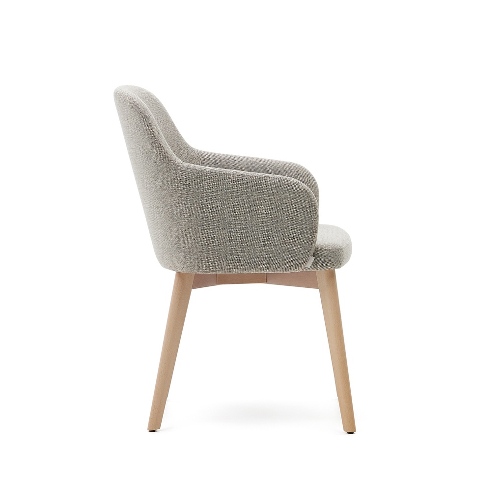 Nelida chair in brown chenille and solid beech wood in a natural finish FSC 100%
