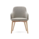 Nelida chair in brown chenille and solid beech wood in a natural finish FSC 100%