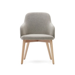 Nelida chair in brown chenille and solid beech wood in a natural finish FSC 100%