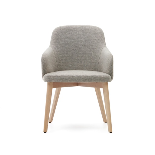 Nelida chair in brown chenille and solid beech wood in a natural finish FSC 100%