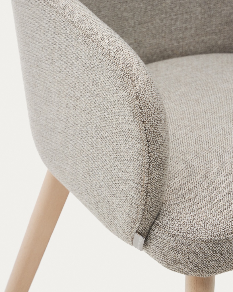 Nelida chair in brown chenille and solid beech wood in a natural finish FSC 100%