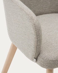 Nelida chair in brown chenille and solid beech wood in a natural finish FSC 100%