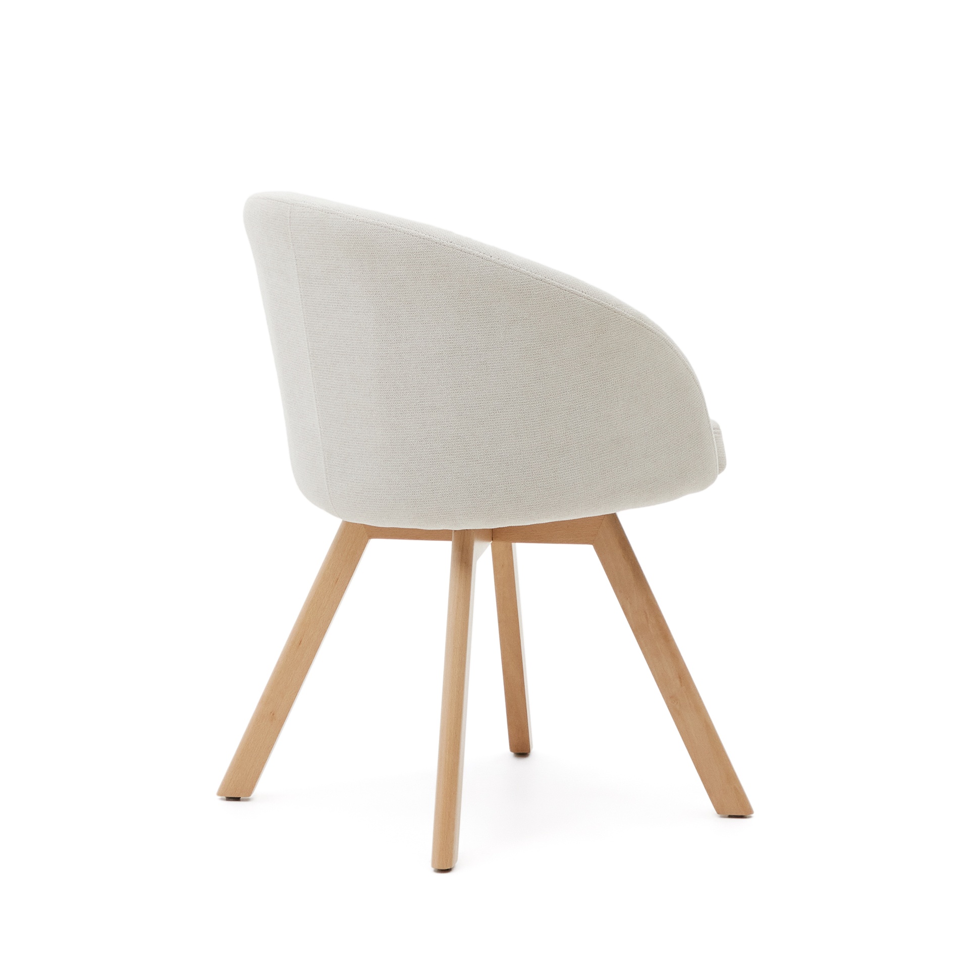 Marvin beige chenille swivel chair with solid beech wood legs in a natural finish FSC 100%