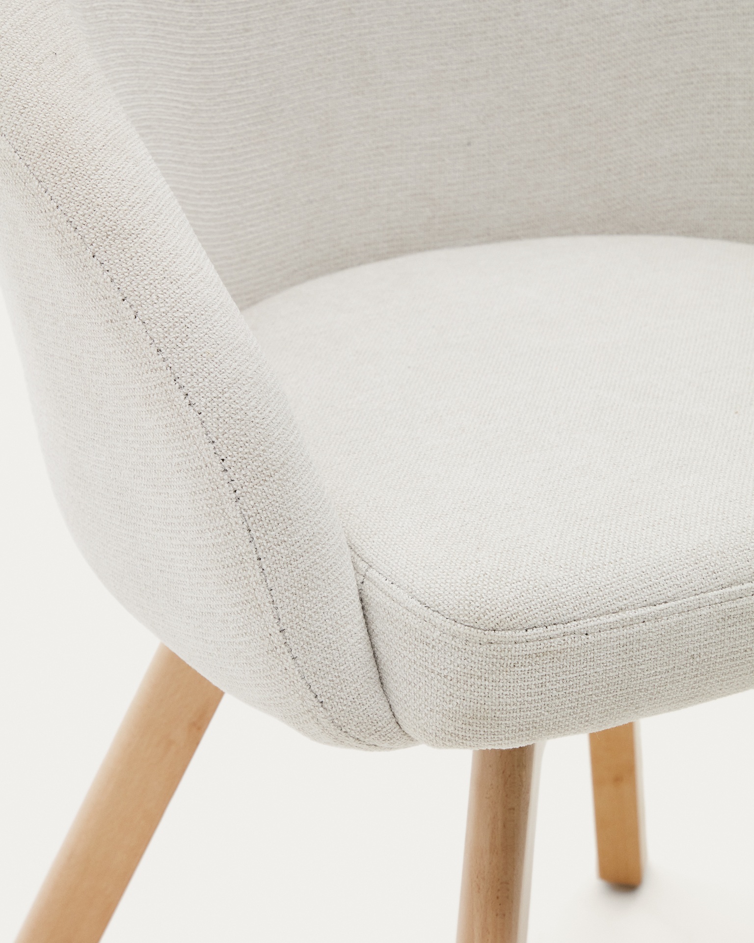 Marvin beige chenille swivel chair with solid beech wood legs in a natural finish FSC 100%