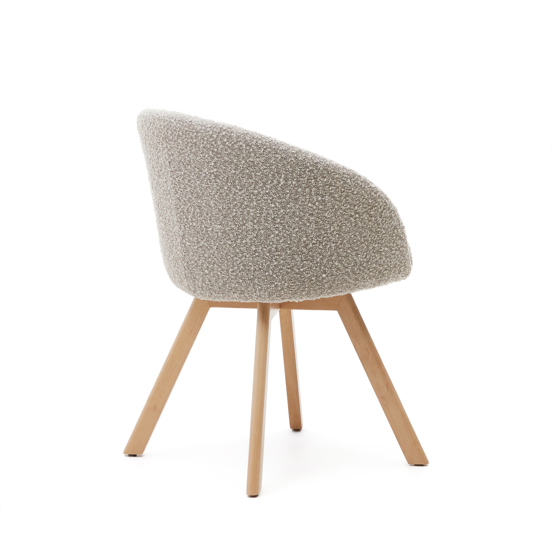 Marvin swivel chair with grey bouclé and beech wood legs in a natural finish FSC 100%