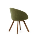 Marvin green chenille swivel chair with solid beech wood legs with a walnut finish FSC 100%
