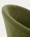 Marvin green chenille swivel chair with solid beech wood legs with a walnut finish FSC 100%