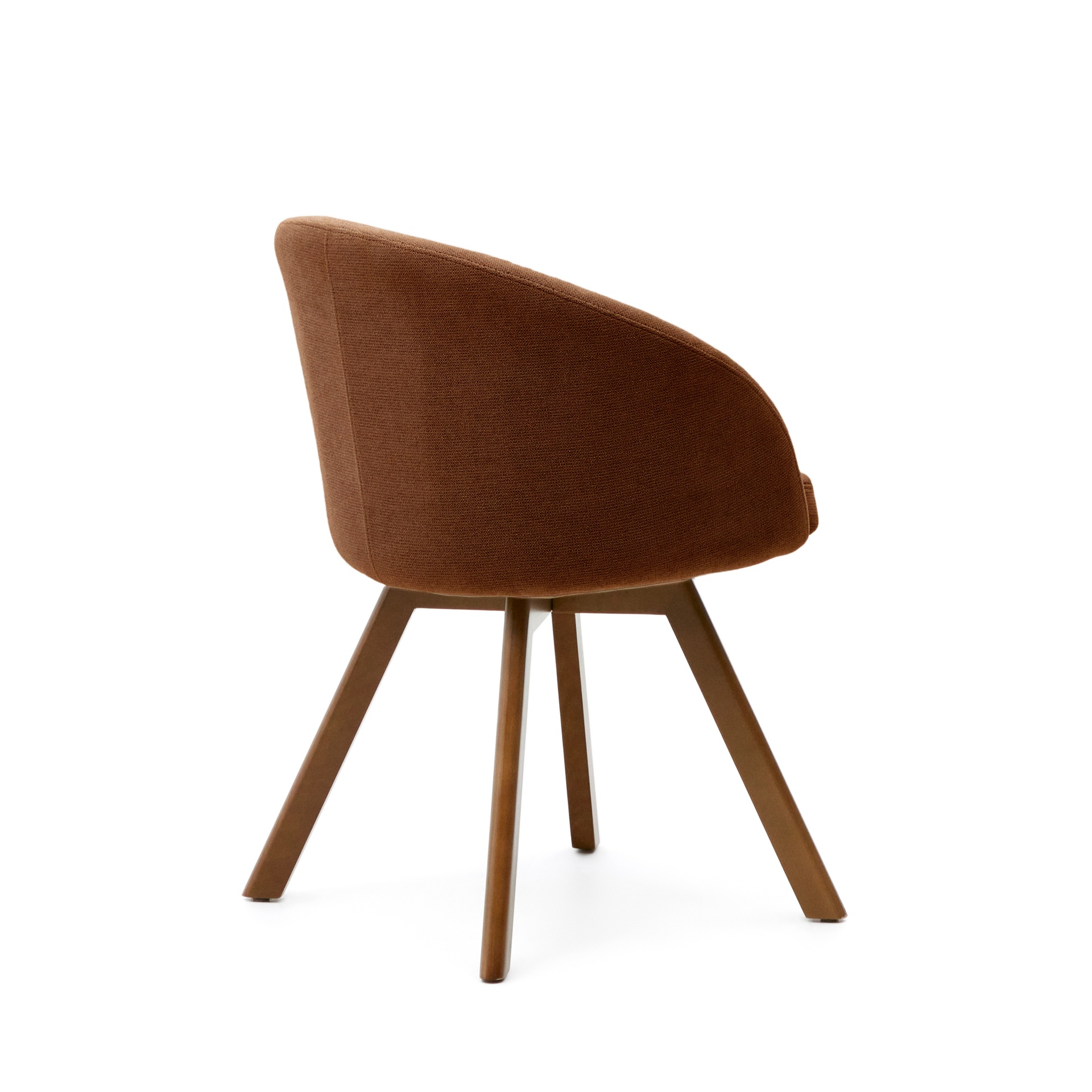 Marvin brown chenille swivel chair with solid beech wood legs with a walnut finish FSC 100%