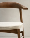 Timons chair removable cover in beige chenille solid oak wood walnut finish FSC Mix Credit