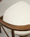 Timons chair removable cover in beige chenille solid oak wood walnut finish FSC Mix Credit