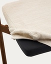 Timons chair removable cover in beige chenille solid oak wood walnut finish FSC Mix Credit