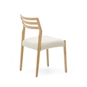 Cudia chair removable cover in beige chenille solid oak wood natural finish FSC Mix Credit
