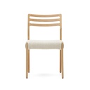 Cudia chair removable cover in beige chenille solid oak wood natural finish FSC Mix Credit