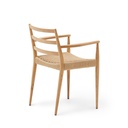 Analy chair with armrests in solid oak wood in a natural finish and rope cord seat FSC 100%