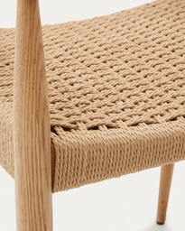 Analy chair with armrests in solid oak wood in a natural finish and rope cord seat FSC 100%