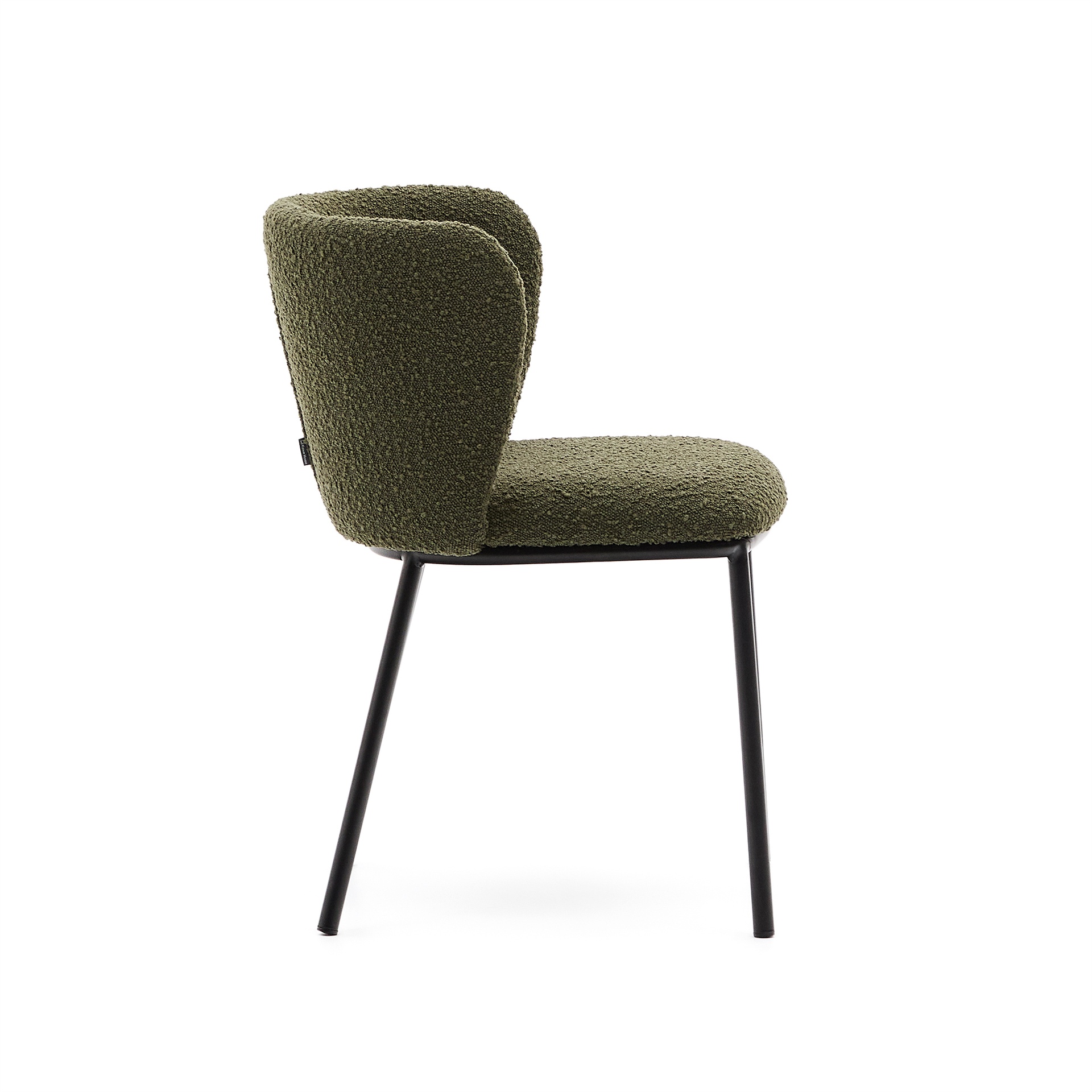 Ciselia chair in green bouclé and black steel, FSC Mix Credit